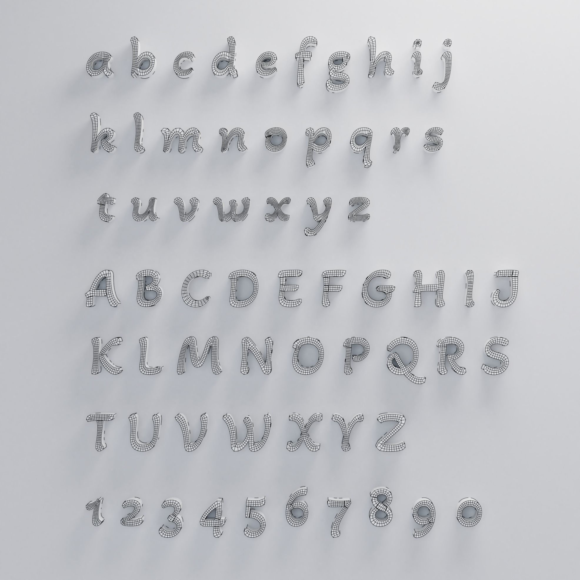 Alphabet style 9 base mesh 3D model_1