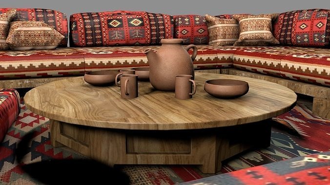 Old Ottoman Sofa Set v2 3D model 6