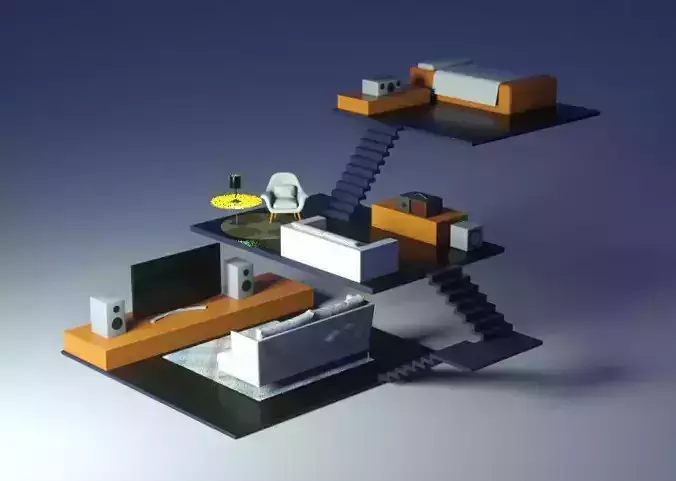 3D interior isometric home  3D model