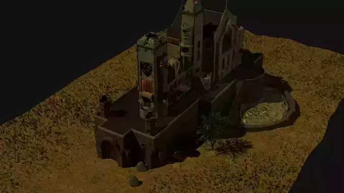 Castle scene and a low poly