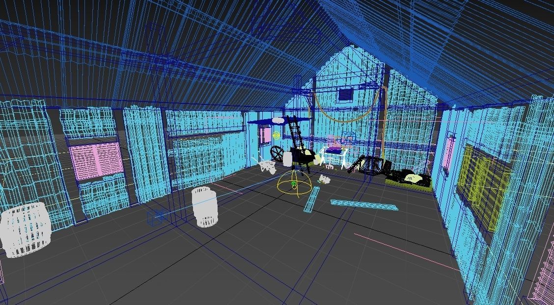 pack Old barn for 3D and 2D animation Cartoon Low-poly 3D model_16