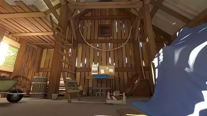 pack Old barn for 3D and 2D animation Cartoon Low-poly 3D model