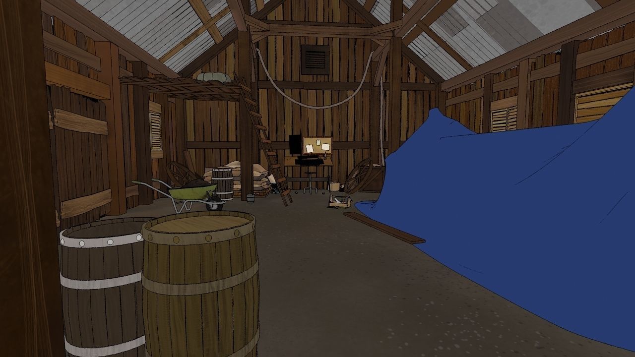 pack Old barn for 3D and 2D animation Cartoon Low-poly 3D model_12