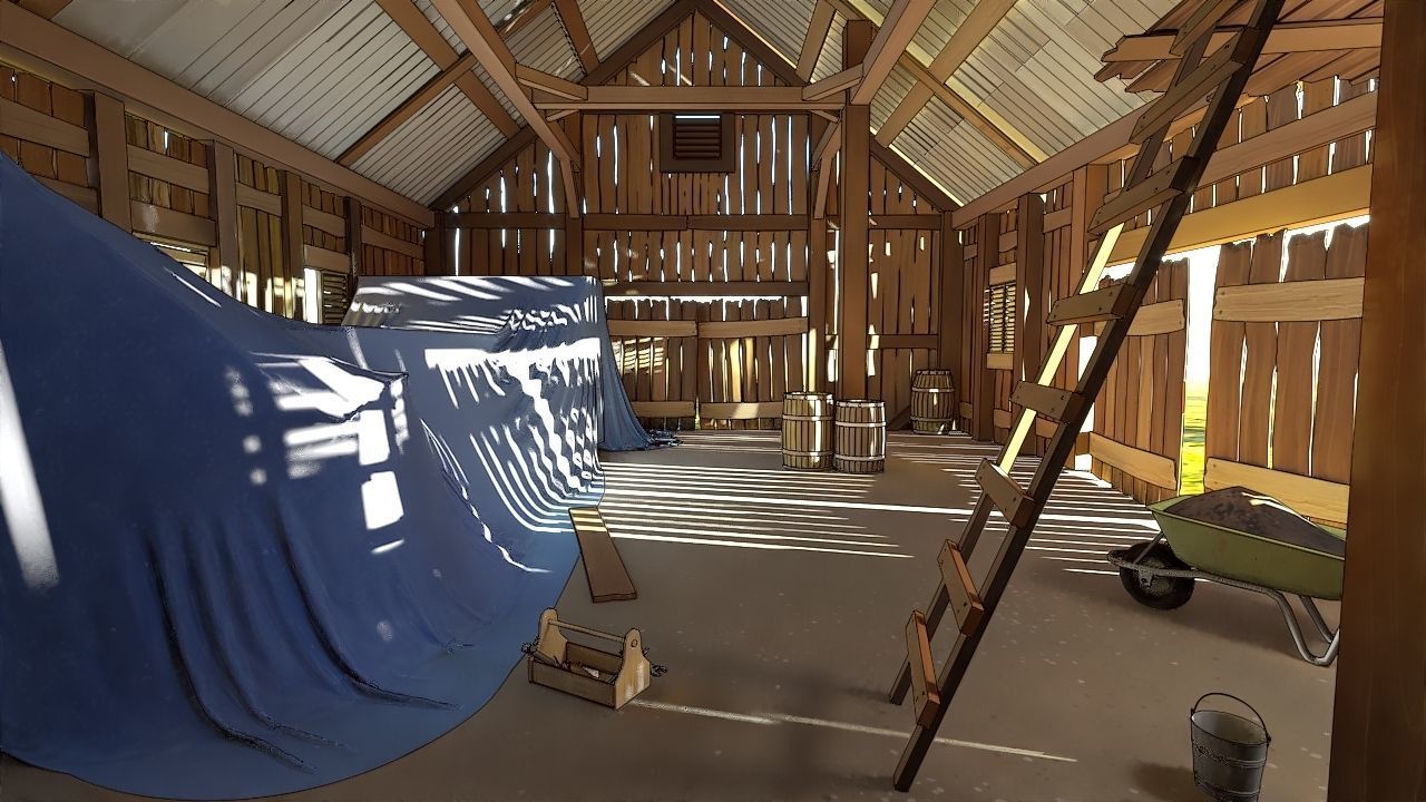 pack Old barn for 3D and 2D animation Cartoon Low-poly 3D model_3