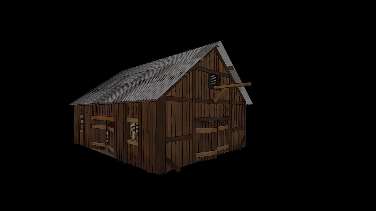 pack Old barn for 3D and 2D animation Cartoon Low-poly 3D model_9
