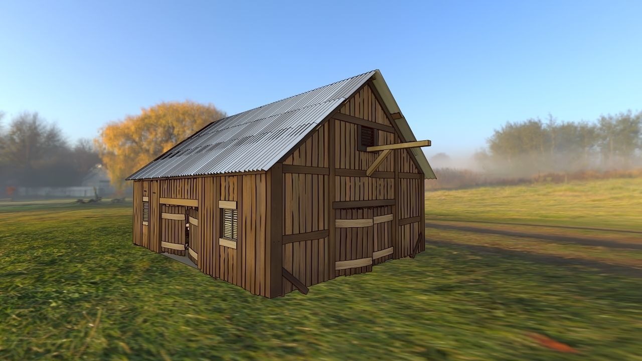 pack Old barn for 3D and 2D animation Cartoon Low-poly 3D model_8