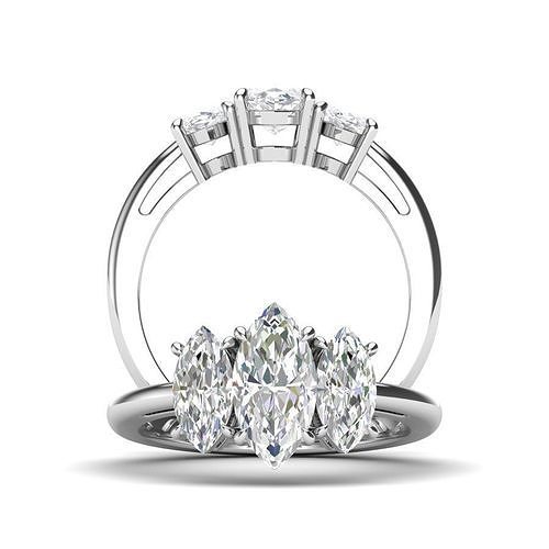 Three stone ring - JF035 3D print model