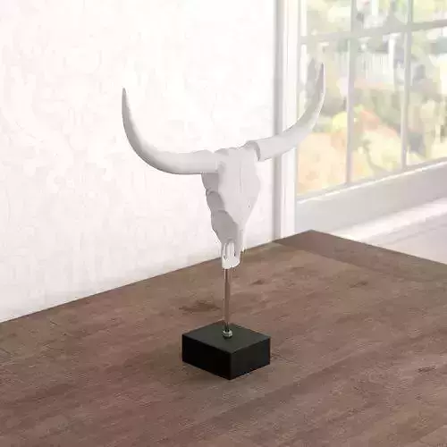 White-Black Buffalo Skull Penncross Bust