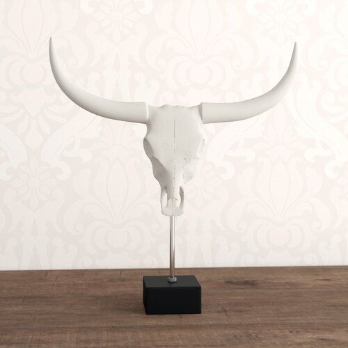 White-Black Buffalo Skull Penncross Bust 3D model_2
