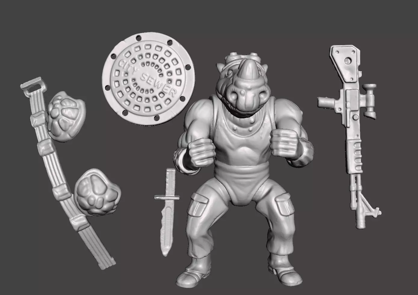 ROCKSTEADY VINTAGE TMNT TEENAGE MUTANT NINJA TURTLES COMPLET 3D print model_0