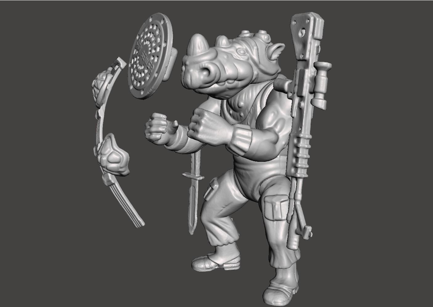 ROCKSTEADY VINTAGE TMNT TEENAGE MUTANT NINJA TURTLES COMPLET 3D print model_1