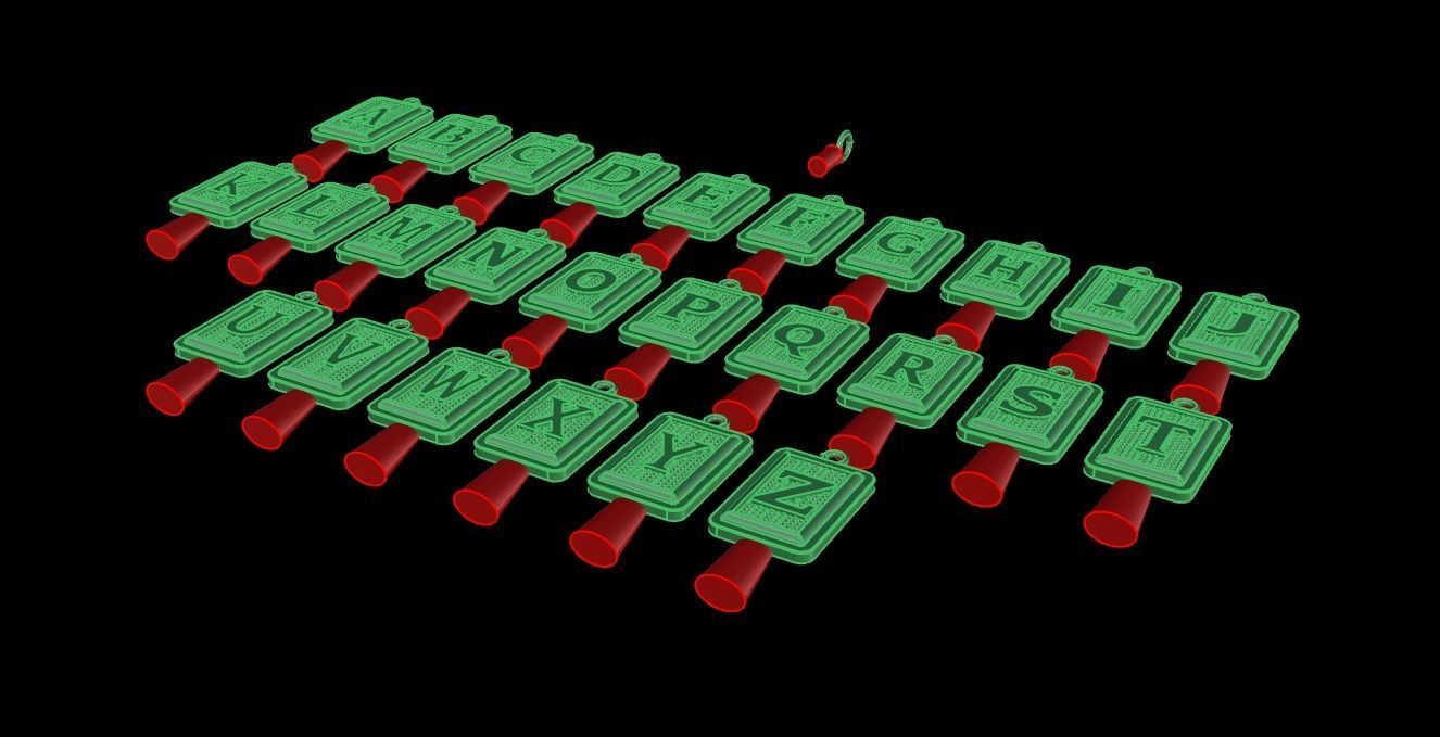 Antique Vintage Style Box Rectangle Letter Frame Pendant STYLE 4 3D print model_15