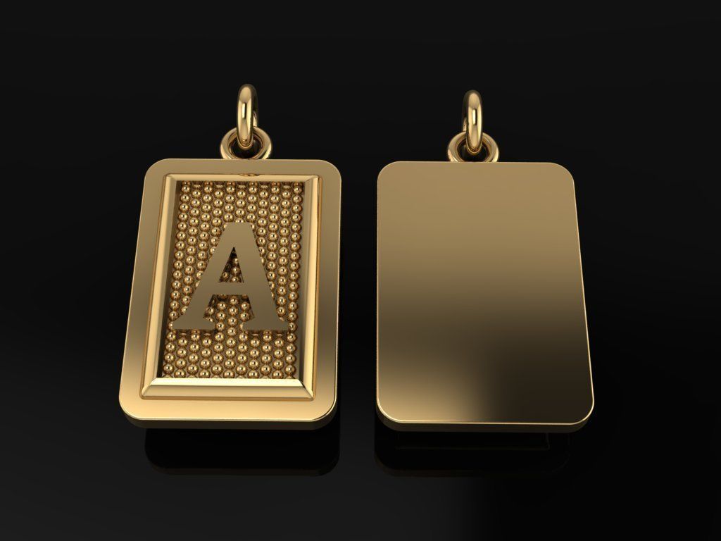 Antique Vintage Style Box Rectangle Letter Frame Pendant STYLE 4 3D print model_3