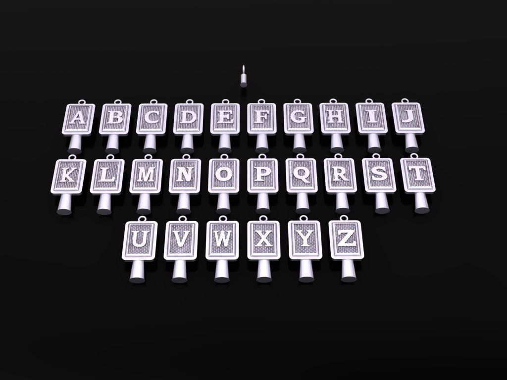 Antique Vintage Style Box Rectangle Letter Frame Pendant STYLE 4 3D print model_2