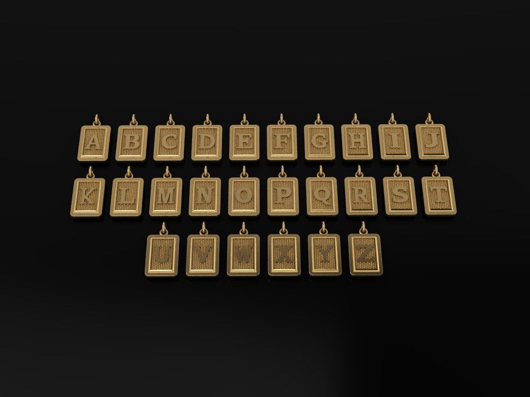 Antique Vintage Style Box Rectangle Letter Frame Pendant STYLE 4 3D print model_1