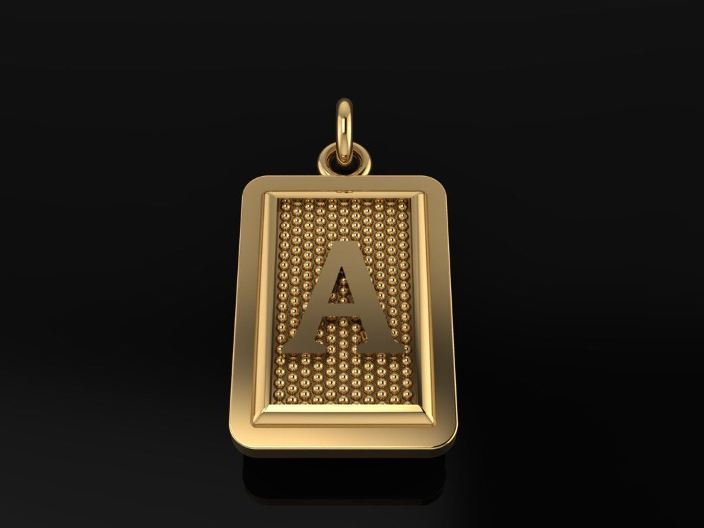 Antique Vintage Style Box Rectangle Letter Frame Pendant STYLE 4 3D print model_4