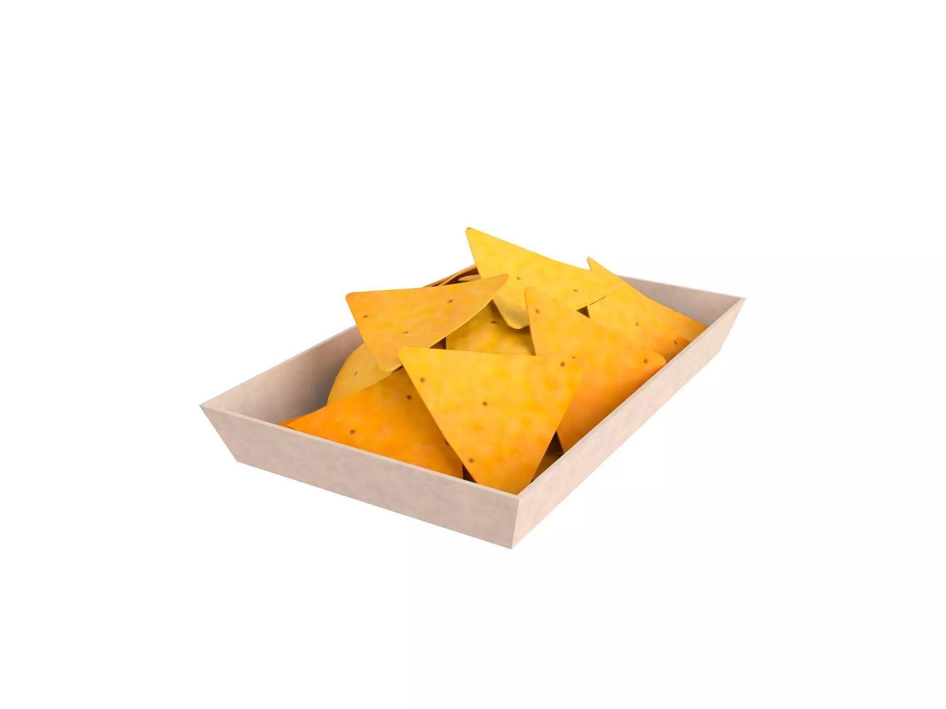 Nachos tortilla chips in wooden box Low-poly 3D model