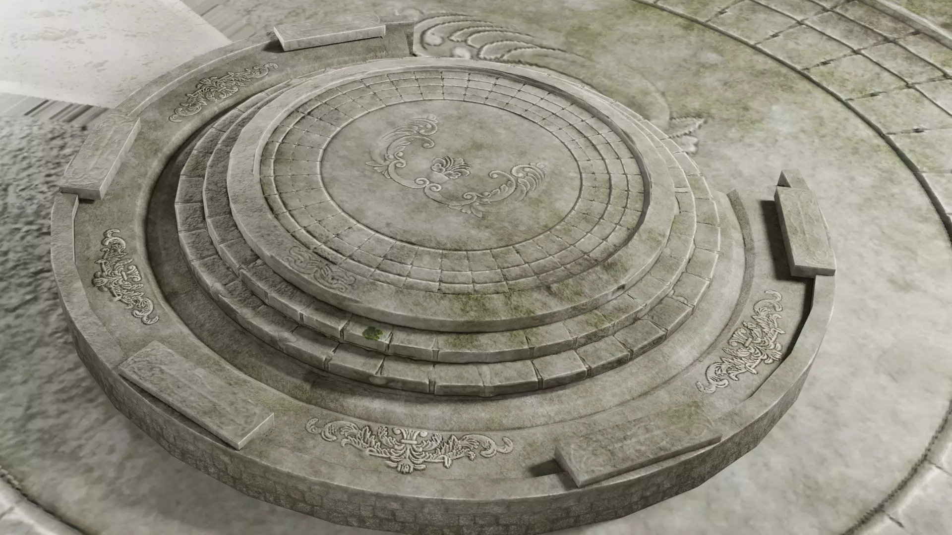 altar circular stone structure Low-poly 3D model_0