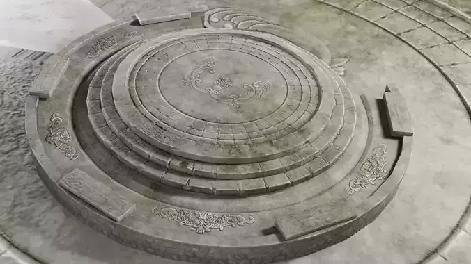 altar circular stone structure Low-poly 3D model