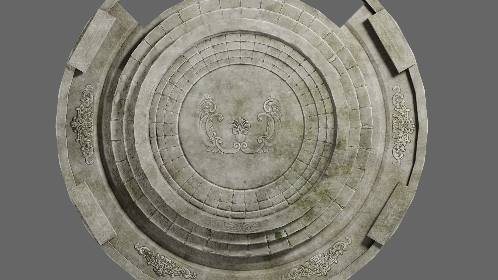 altar circular stone structure Low-poly 3D model_4