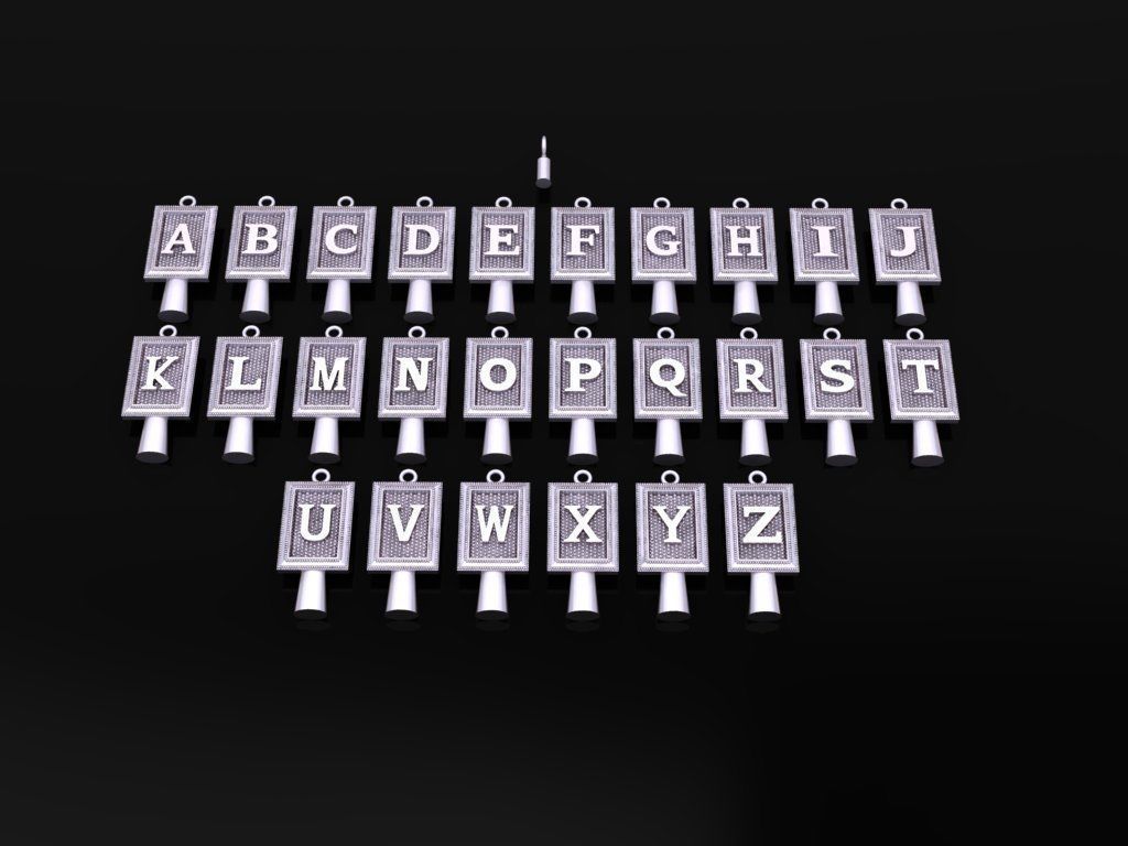 Antique Vintage Style Box Rectangle Letter Frame Pendant STYLE 5 3D print model_2