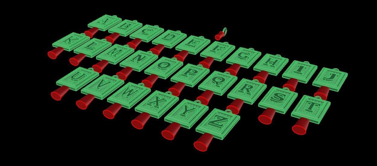 Antique Vintage Style Box Rectangle Letter Frame Pendant STYLE 5 3D print model_13