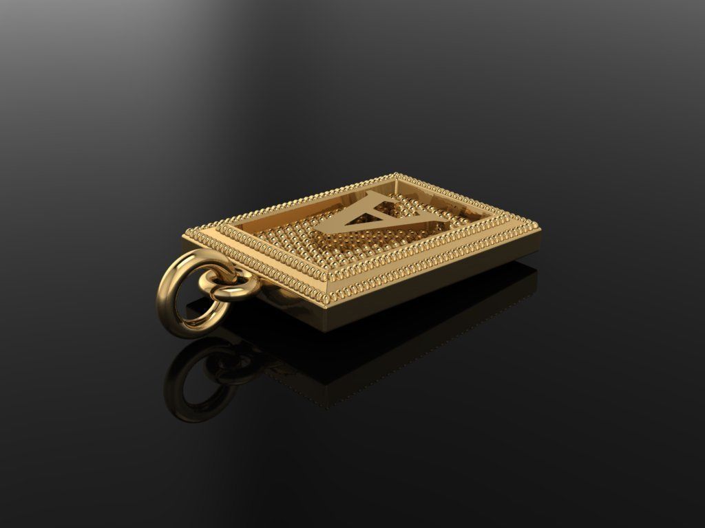 Antique Vintage Style Box Rectangle Letter Frame Pendant STYLE 5 3D print model_6