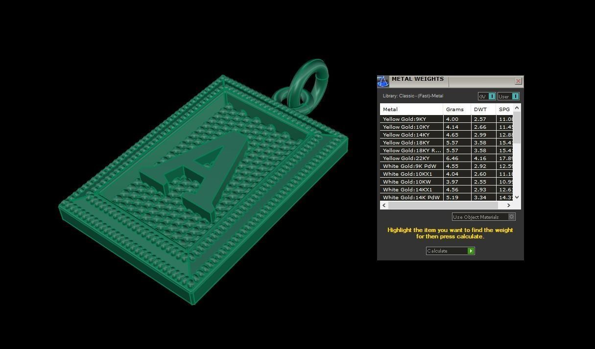 Antique Vintage Style Box Rectangle Letter Frame Pendant STYLE 5 3D print model_9