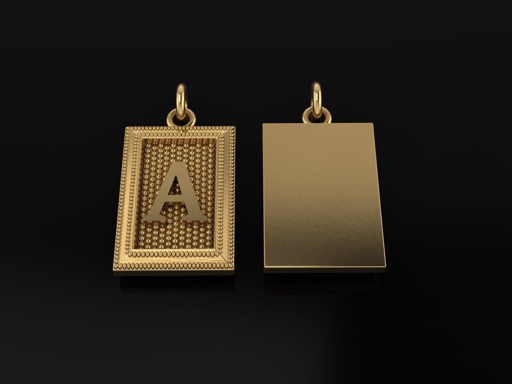 Antique Vintage Style Box Rectangle Letter Frame Pendant STYLE 5 3D print model_3