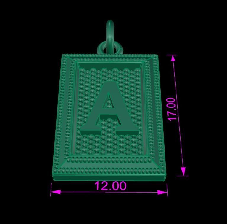 Antique Vintage Style Box Rectangle Letter Frame Pendant STYLE 5 3D print model_10