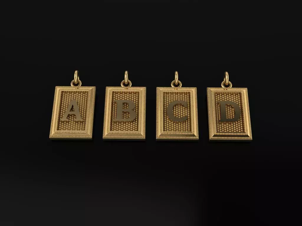 Antique Vintage Style Box Rectangle Letter Frame Pendant STYLE 5 3D print model_0