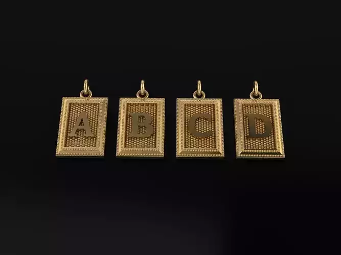 Antique Vintage Style Box Rectangle Letter Frame Pendant STYLE 5