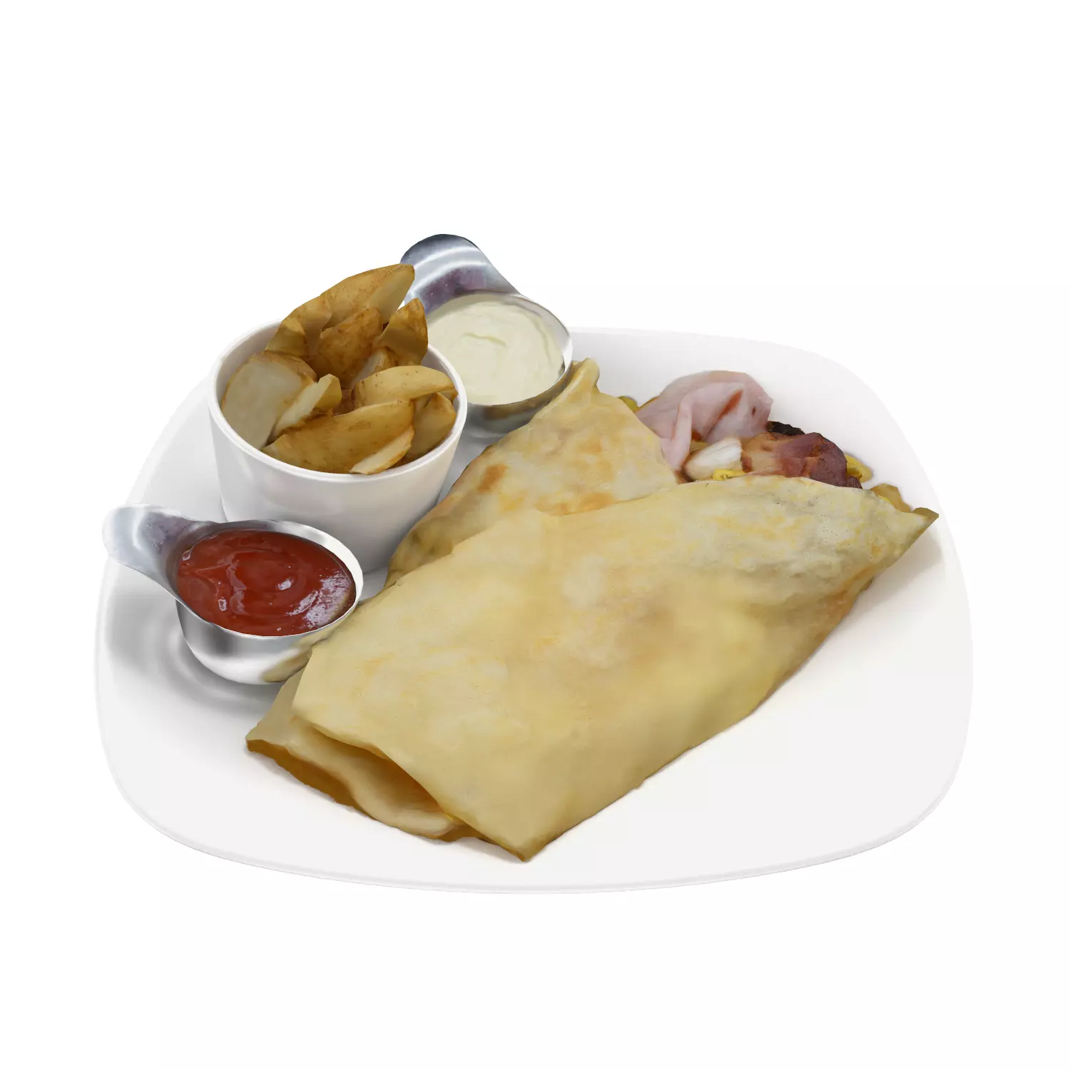 Ham Bacon Egg Crepe Low-poly 3D model