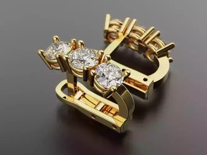 Earring three stones classic 3D print model