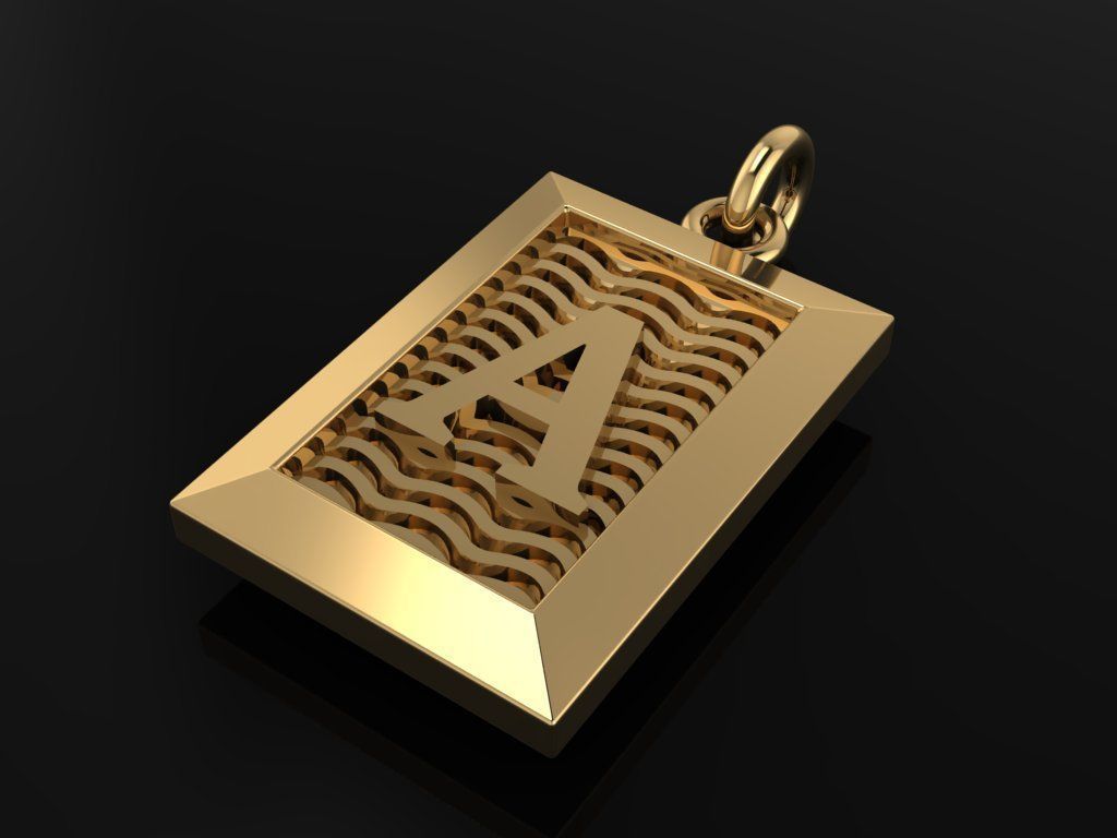 Antique Vintage Style Box Rectangle Letter Frame Pendant STYLE 6 3D print model_6