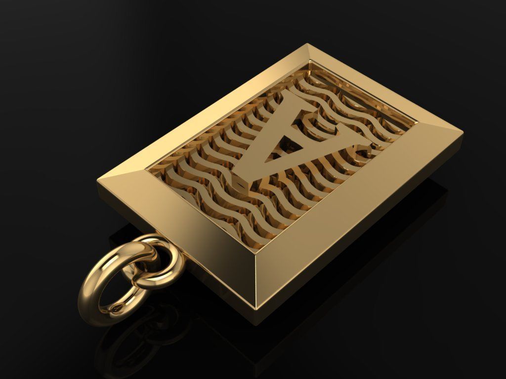 Antique Vintage Style Box Rectangle Letter Frame Pendant STYLE 6 3D print model_5