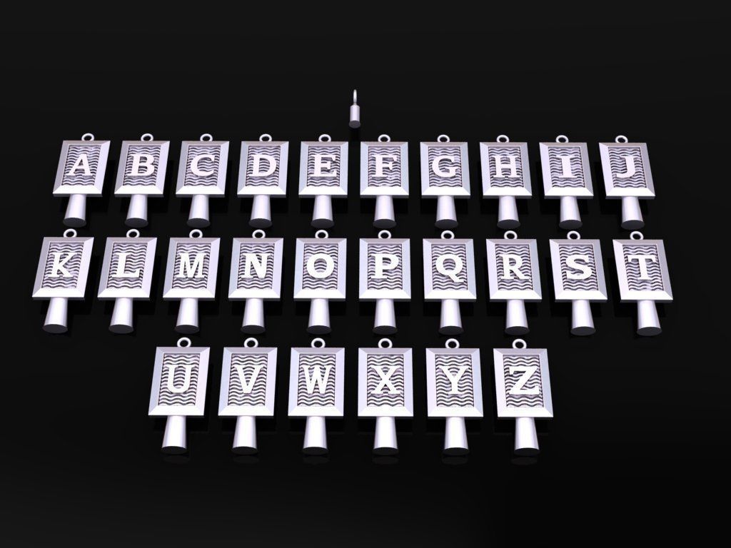 Antique Vintage Style Box Rectangle Letter Frame Pendant STYLE 6 3D print model_2