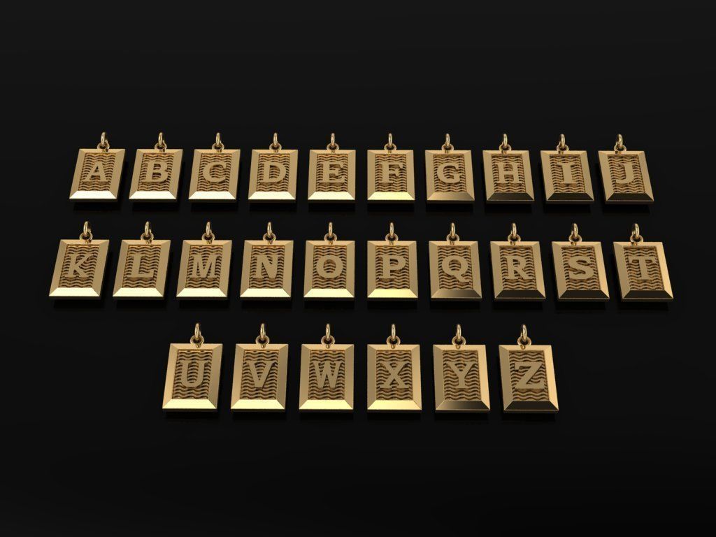 Antique Vintage Style Box Rectangle Letter Frame Pendant STYLE 6 3D print model_1