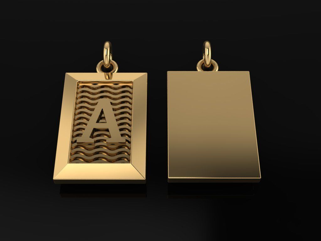 Antique Vintage Style Box Rectangle Letter Frame Pendant STYLE 6 3D print model_3