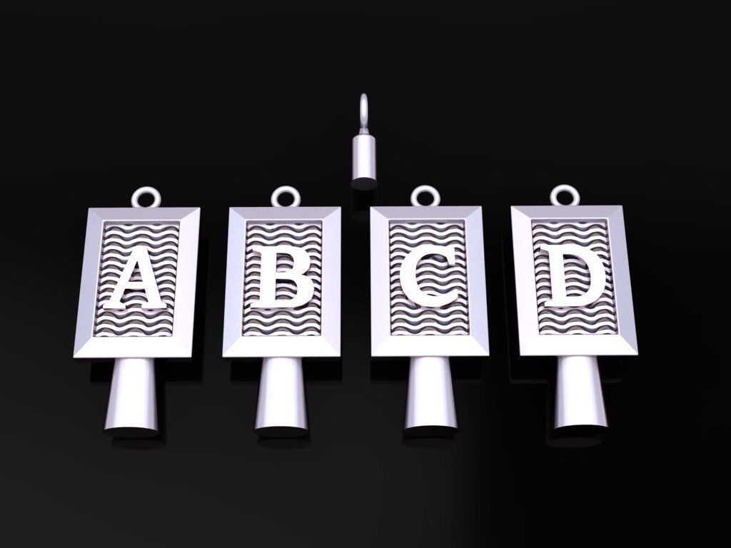 Antique Vintage Style Box Rectangle Letter Frame Pendant STYLE 6 3D print model_4