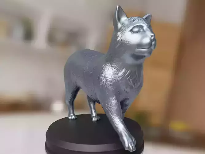 Silver Cute Domestic Cat 3D print model
