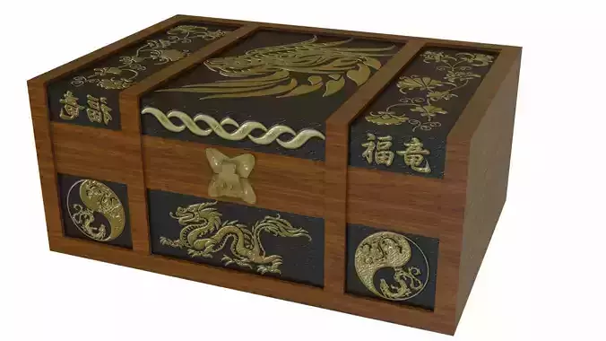 Casket dragon on wooden panel