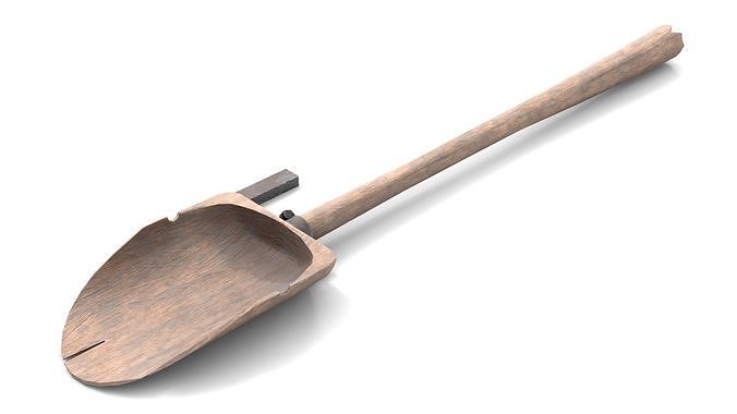 Ancient Wood Shovel Low-poly 3D model