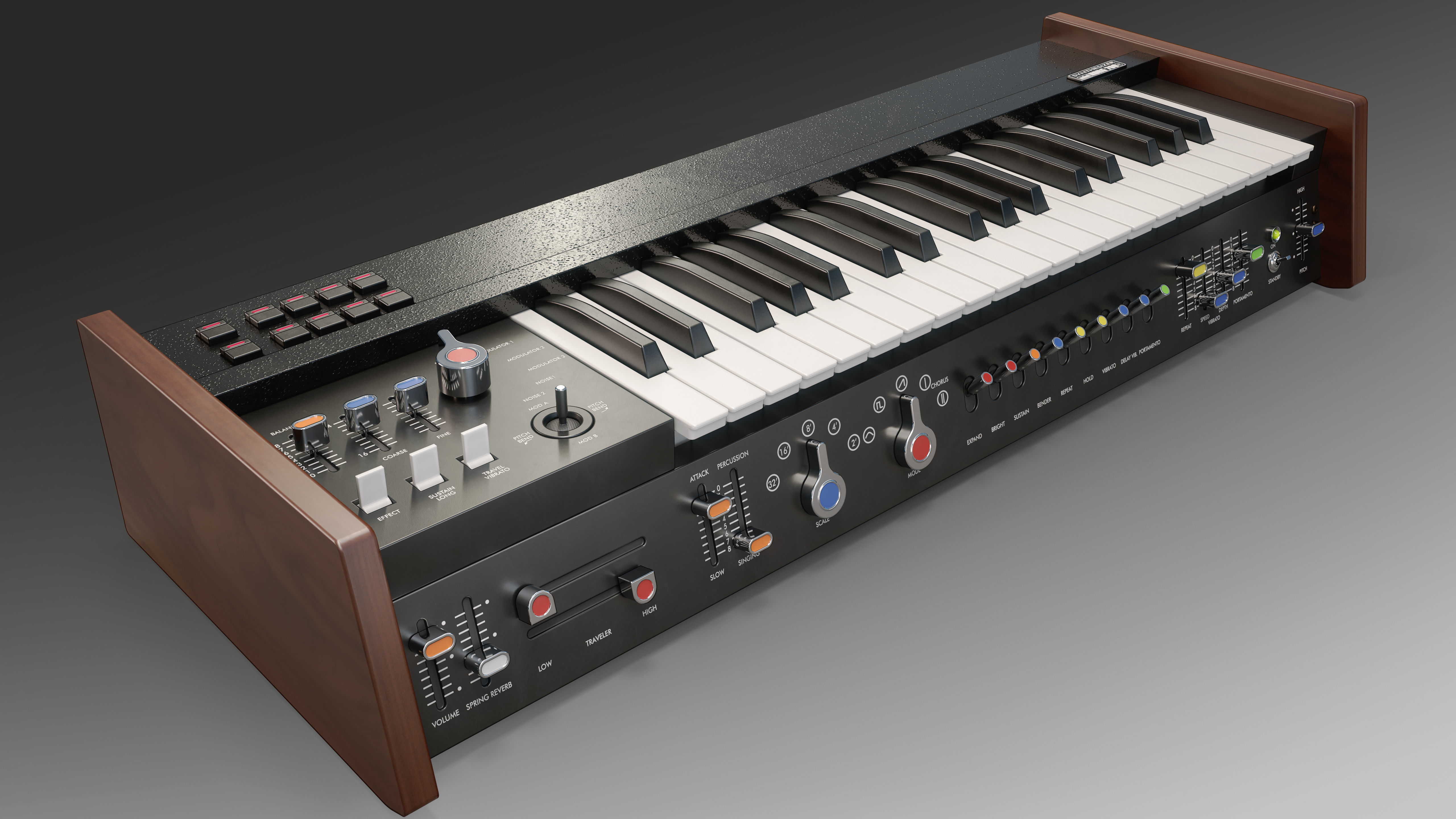 Synthesizer KORG miniKORG 700FS Low-poly 3D model_3