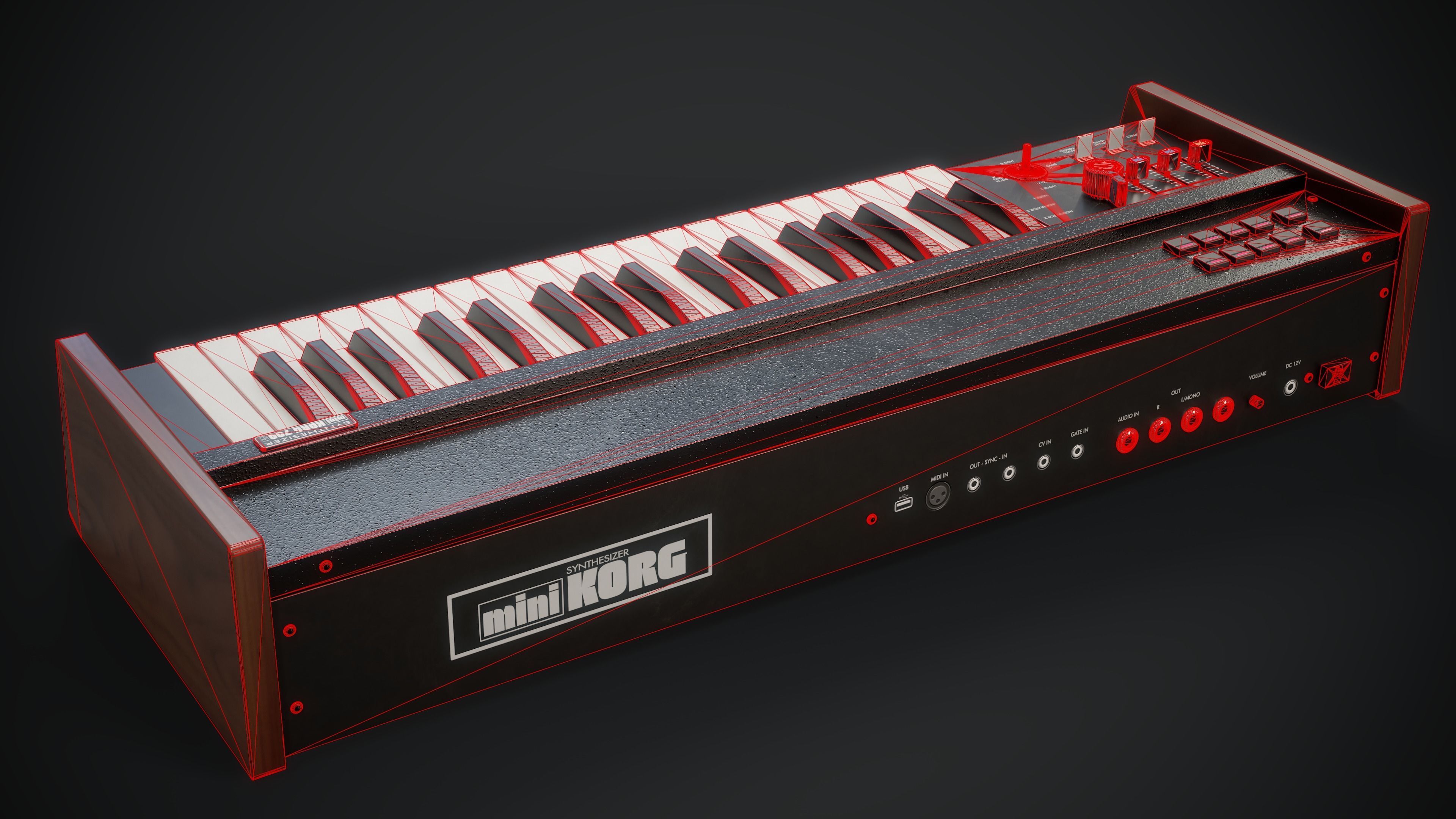Synthesizer KORG miniKORG 700FS Low-poly 3D model_11
