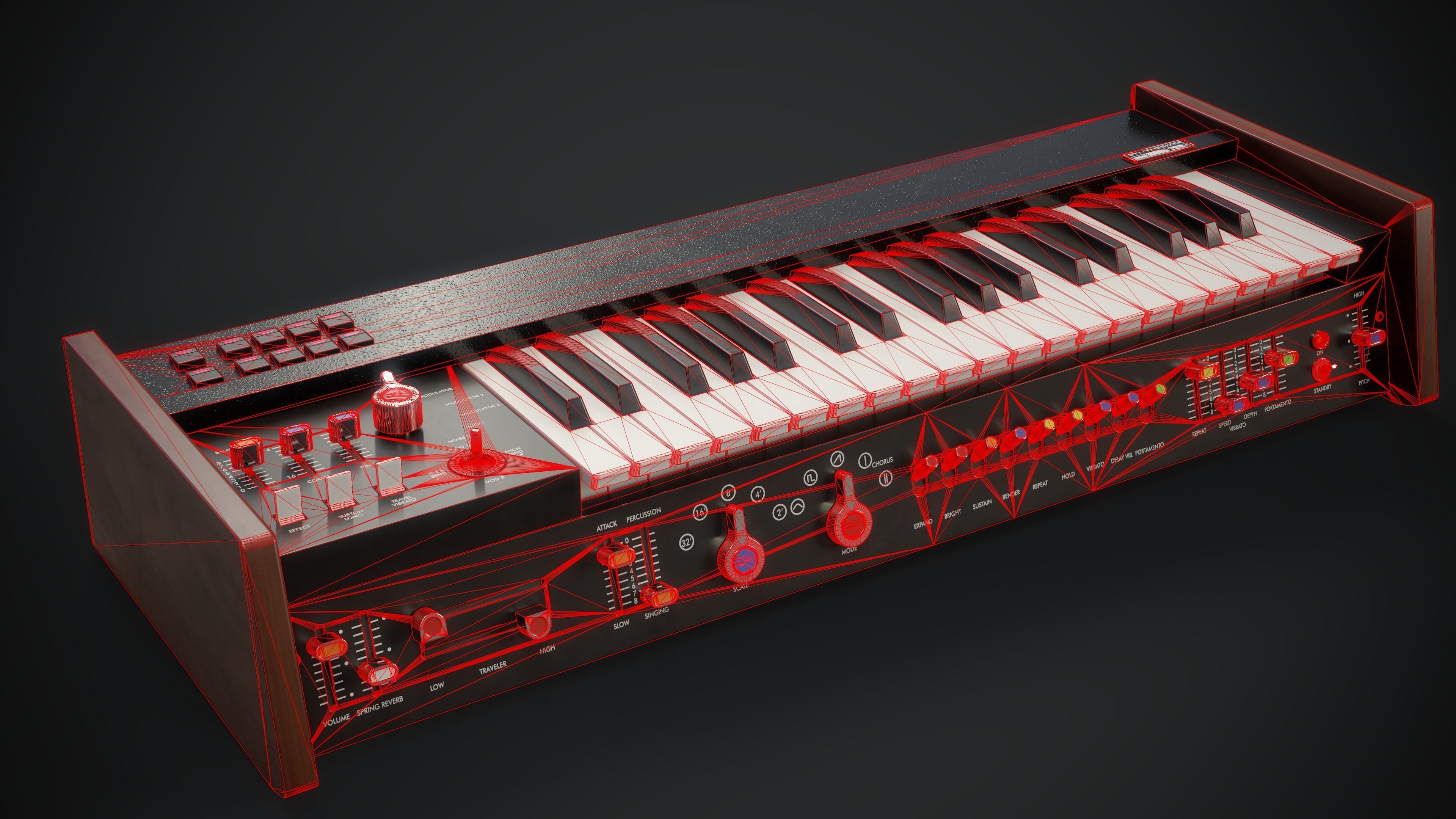 Synthesizer KORG miniKORG 700FS Low-poly 3D model_10