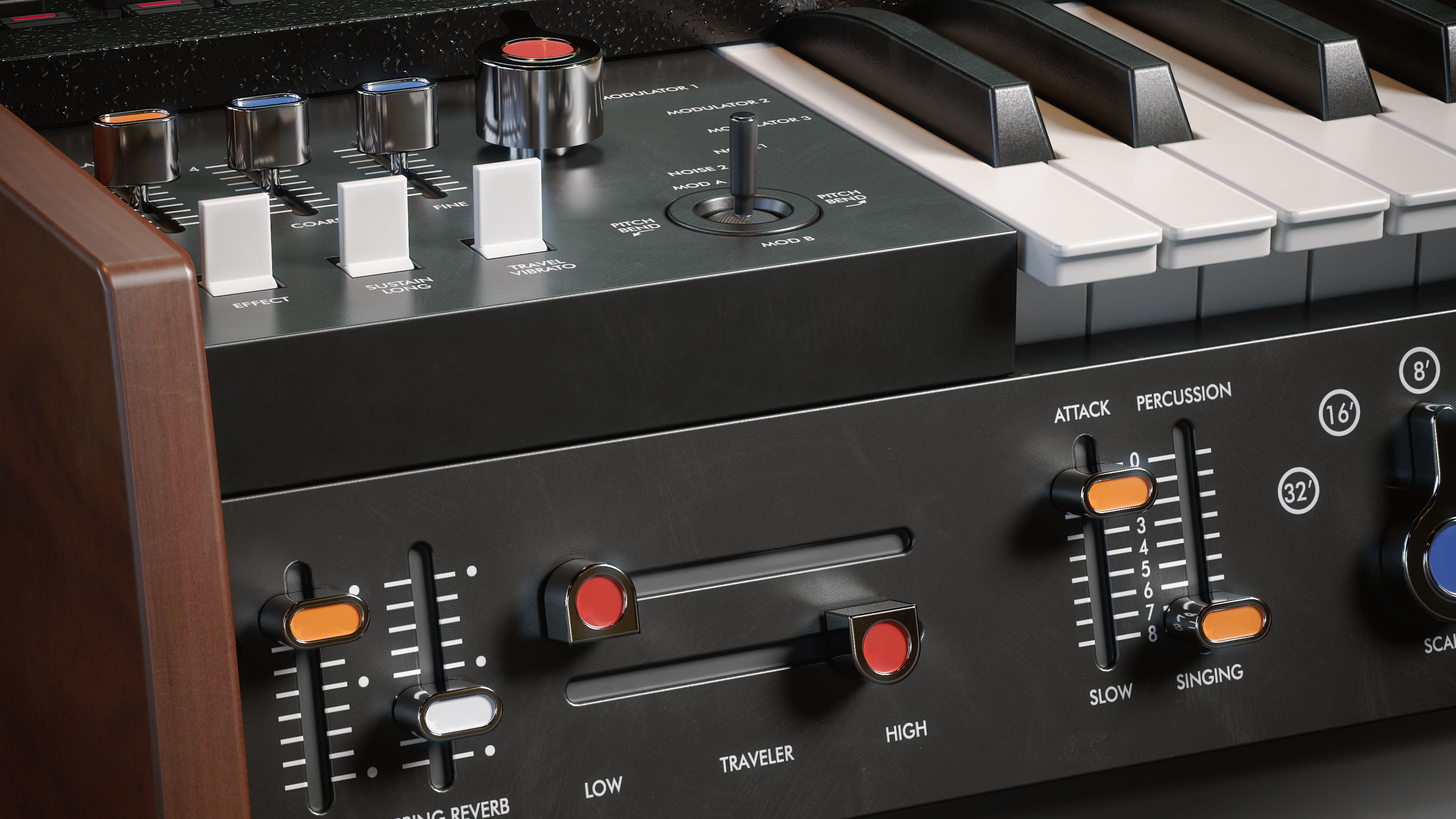 Synthesizer KORG miniKORG 700FS Low-poly 3D model_6