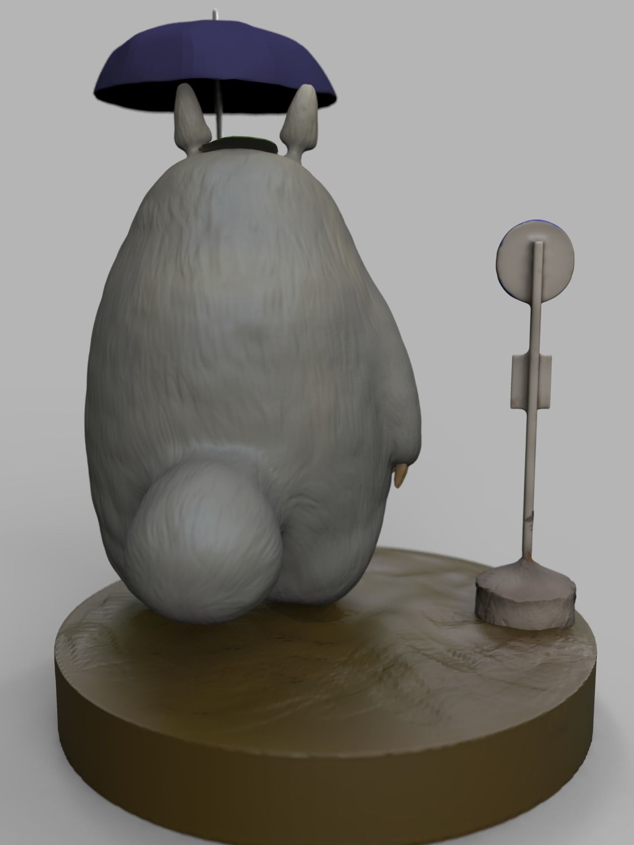 Totoro statue with umbrella 3D print model_1