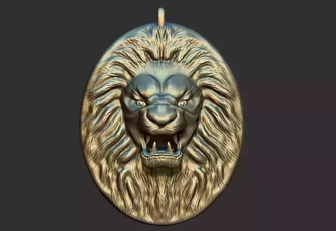 Lion Pendant - 3D Printable - STL 3D print model