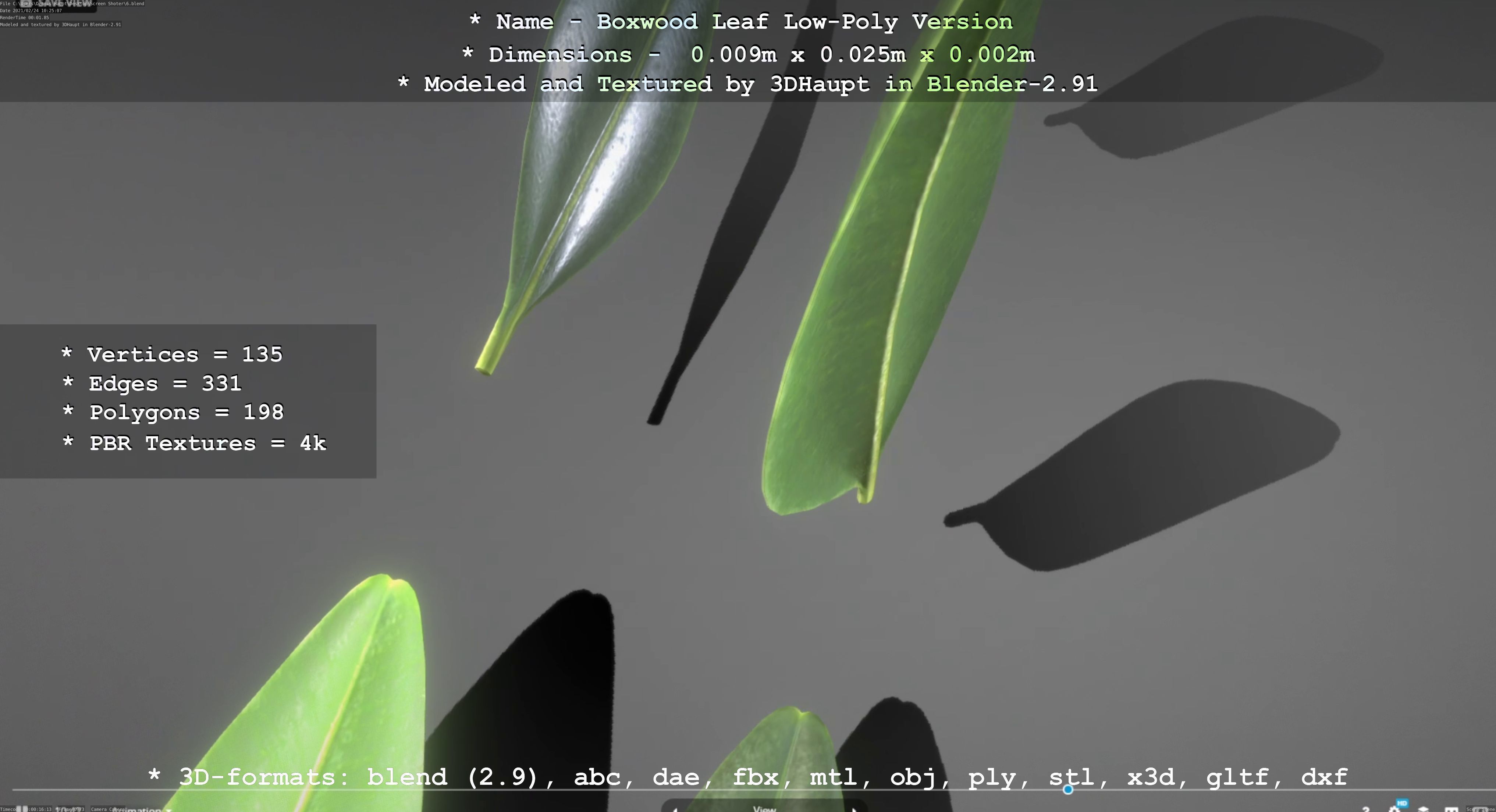 Boxwood Leaf Low-Poly Version Low-poly 3D model_82